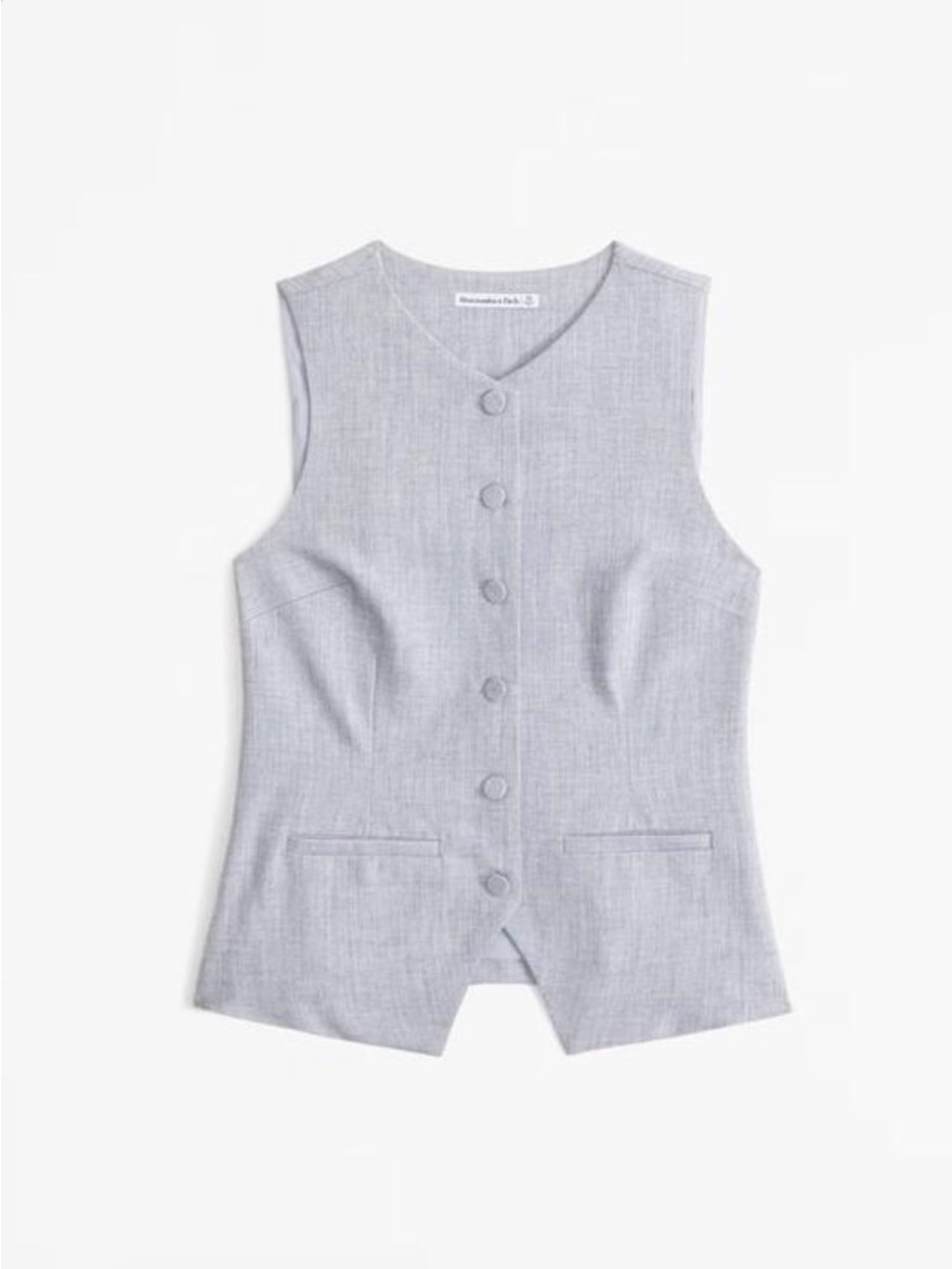 Abercrombie & Fitch Light Gray Sleeveless Button Front Vest